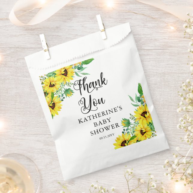 Girl Baby Shower Boho Sunflowers Danke Geschenktütchen (Ausgeschnitten)