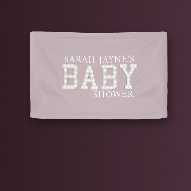Girl Baby Shower Dusty Pink Custom Party Banner (A simple dusty pink baby shower banner with space for your name)