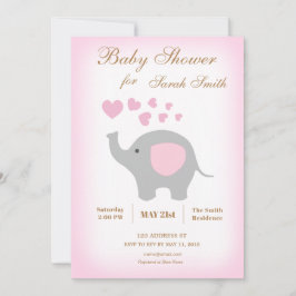 Girl Baby Shower Einladung Elephant Pink Hearts