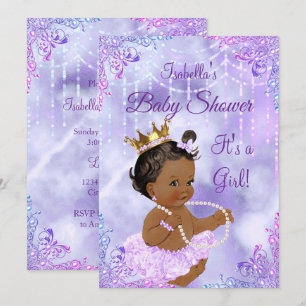 Girl Baby Shower Lila Lilac Pearl Ethnic Einladung