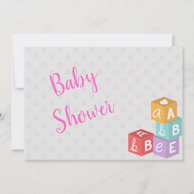 Girl Baby Shower mit ABC Blocks Einladung (Vorderseite)