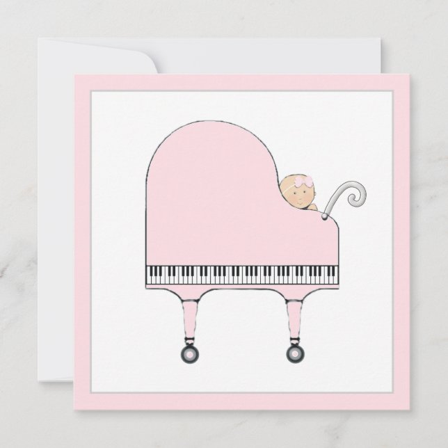 Girl Baby Shower Music Theme Einladung (Vorderseite)