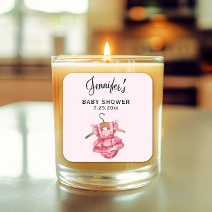 Girl Baby Shower Pink Dress 3-in Candle Sticker