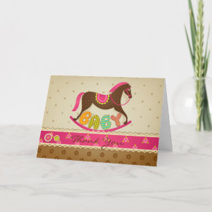 Girl Baby Shower Rocking Pferd Vielen Dank Dankeskarte