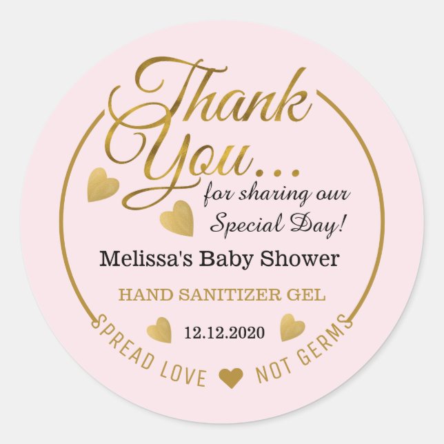 Girl Baby Shower Spread Liebe Sanitizer Gefallen P Runder Aufkleber (Vorderseite)