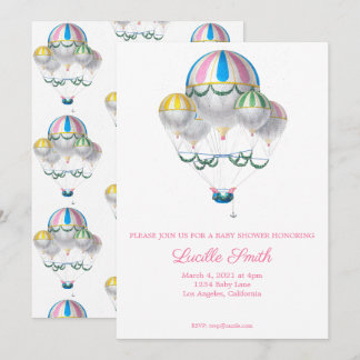 Girl Baby Shower Vintag Heißluftballon Einladung
