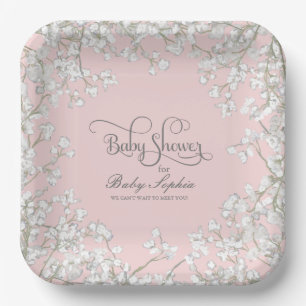 Girl Baby Showscript Gipskraut Rustic Pappteller