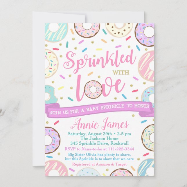 Girl Baby Sprinkle Einladung Donut Baby Sprinkle (Vorderseite)