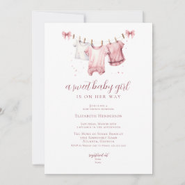Girl BabyClothes Kleidung Kinderdusche Einladung