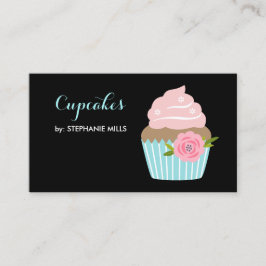 Girl-Bäckerei Niedlich Blue Cupcake mit rosa Blume Visitenkarte