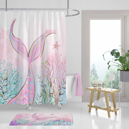 Girl Badezimmer Dekoration, Meerjungfrau Duschvorhang