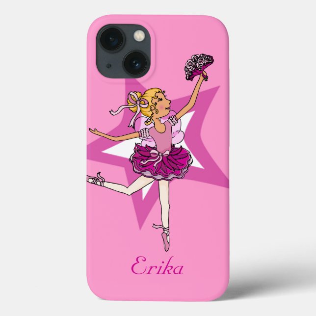 Girl ballerina rosa blondes Haar Namenskoffer Case-Mate iPhone Hülle (Rückseite)