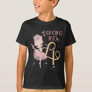 Girl Ballet Party Dance in 4. Geburtstag T-Shirt