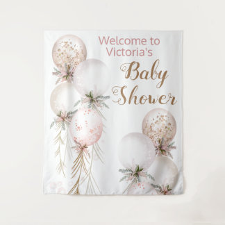 Girl Balloon Babydusche Hintergrund Wandteppich