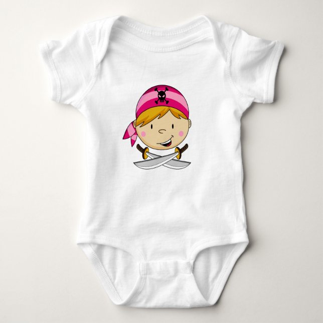 Girl Bandana Pirate T-Shirt Baby Strampler (Vorderseite)