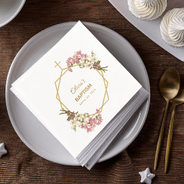 Girl Baptisc floral Orchids Gold Geometric Modern Serviette