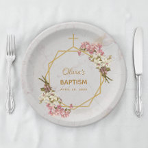 Girl Baptisc floral Orchids Gold Marmor Geometric