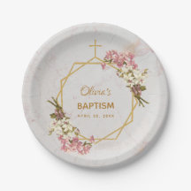 Girl Baptisc floral Orchids Gold Marmor Geometric