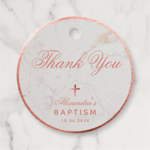 Girl Baptism Elegante Rose Gold Marmor Vielen Dank Geschenkanhänger