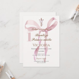 Girl Baptism Invitation in Spanish Boho Einladung