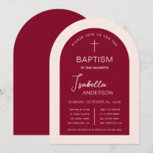 Girl Baptisse Arch Burgundy Pink Moderne Schrift