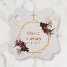 Girl Baptisse Burgundy Peonies Gold Marmor Floral