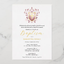 Girl Baptisse Einladung Dusty Rose Wappen