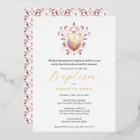 Girl Baptisse Einladung Dusty Rose Wappen