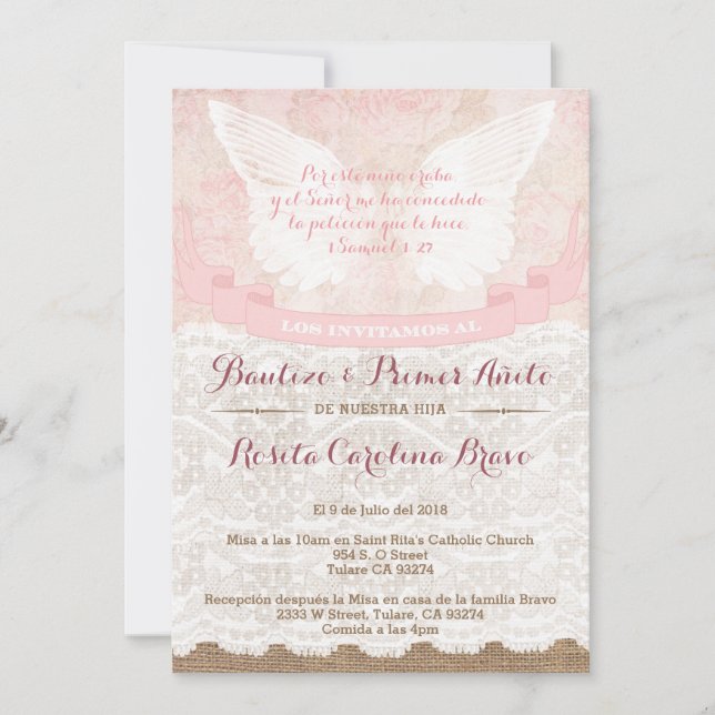 Girl Baptisse & Einladung zum 1. Geburtstag ins Sp (Vorderseite)