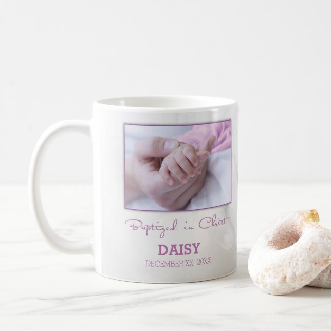 Girl Baptisse Herzlichen Glückwunsch für Baby Pers Kaffeetasse (Mit Donut)