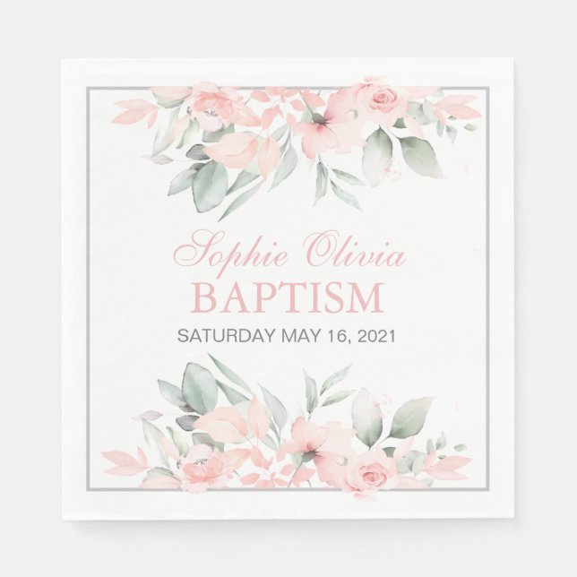 Girl Baptisse Personalisiertes Party Napkin Serviette (Vorderseite)