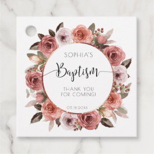 Girl Baptisse Rose Gold, Blush Floral Vielen Dank Geschenkanhänger