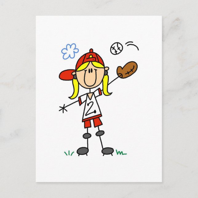 Girl Baseball Player Tshirts und Geschenke Postkarte (Vorderseite)