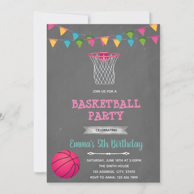 Girl-Basketball-Einladung Einladung (Vorderseite)