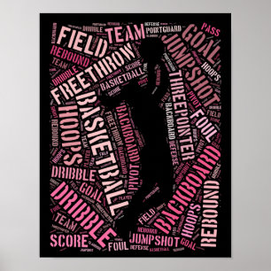 Girl Basketball Player Word Art Poster
