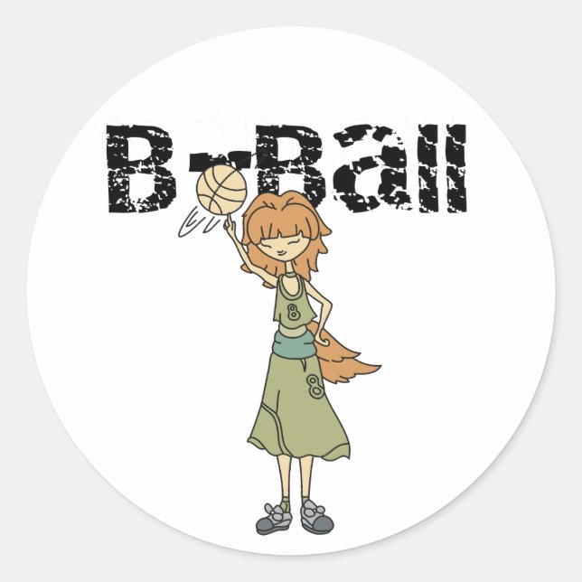 Girl Basketball Runder Aufkleber (Vorderseite)