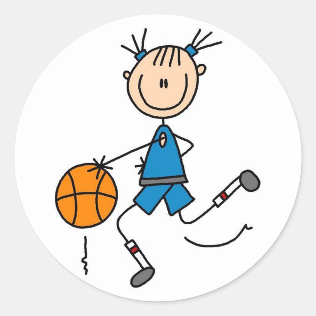 Girl Basketball Spieler Tshirts und Geschenke Runder Aufkleber (Vorderseite)