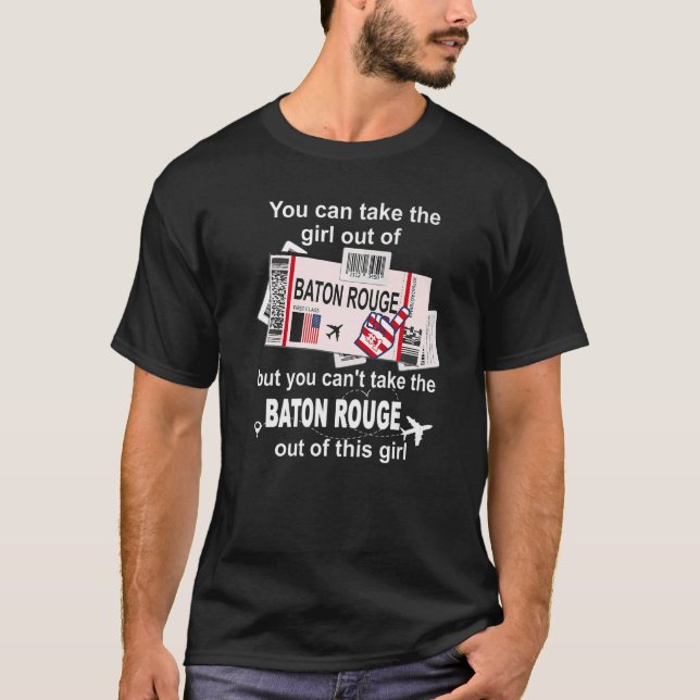 Girl Baton Rouge Boarding Pass Ticket T-Shirt (Vorderseite)