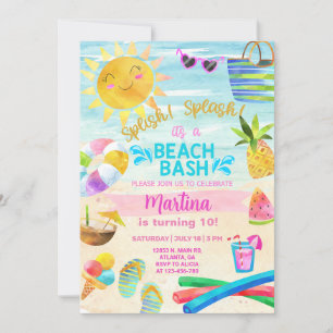 Girl Beach Party, Beach Bash Sommereinladung. Einladung