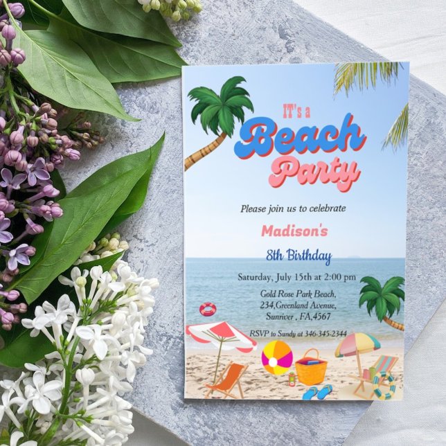 Girl Beach Party Geburtstag, Sommerstrand Geburtst Einladung (Von Creator hochgeladen)