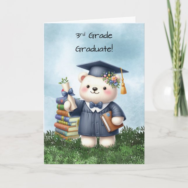 Girl Bear Abschluss der dritten Klasse Herzlichen  Karte (Vorderseite)