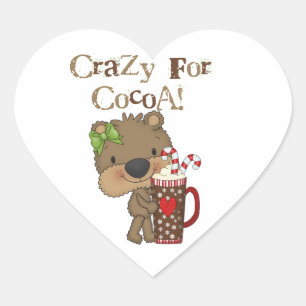 Girl Bear Crazy für Kakao Herz-Aufkleber