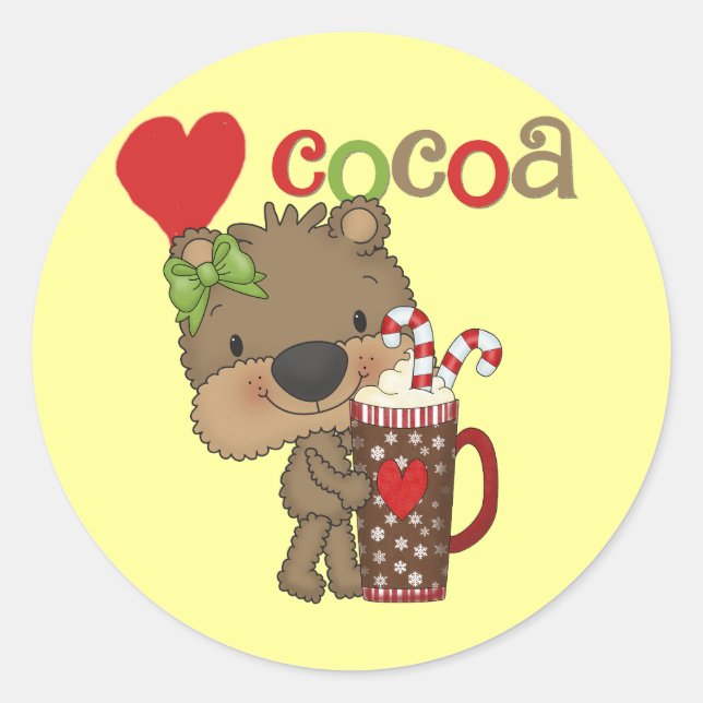 Girl Bear Kakao-Liebe Runder Aufkleber (Vorderseite)