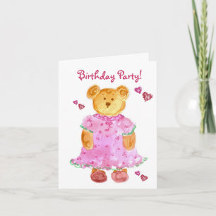 Girl Bear Kindergeburtstag Party Einladung