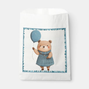 Girl Bear mit blauem Karierten Kleid und Ballon Geschenktütchen