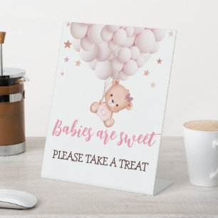 Girl Bearly Wait Pink Bear Baby Shower Favorit Sch Sockelschild