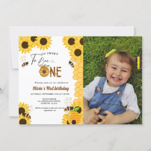 Girl Bee Day Gelbe Biene erste Geburtstagsparty Einladung