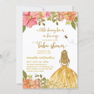 Girl Bee Illustration Baby Shower Einladung