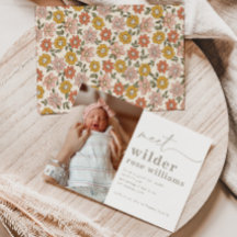 Girl Birth Announcement | Floral Photo Birth