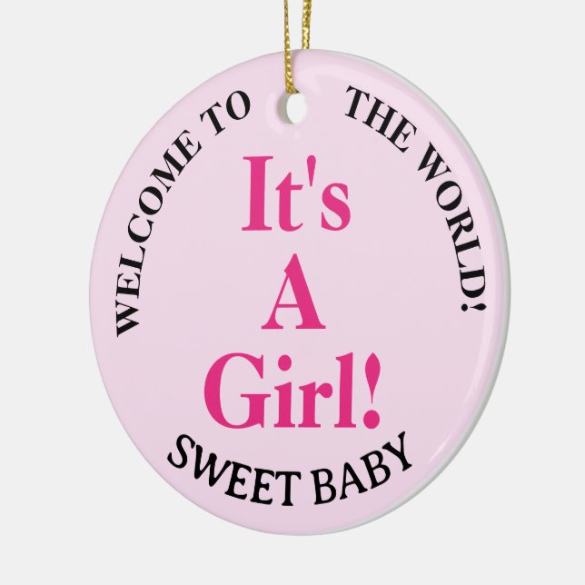 Girl Birth Stats Sweet Baby Pink Keramik Ornament (Links)
